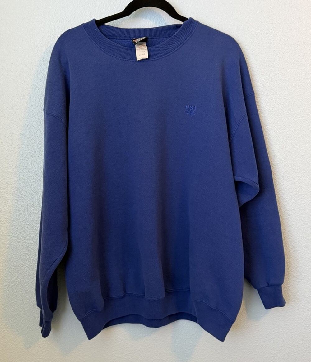 Vintage USA Olympics Sweatshirt XL JCPenney Made in USA Blue Embroidered